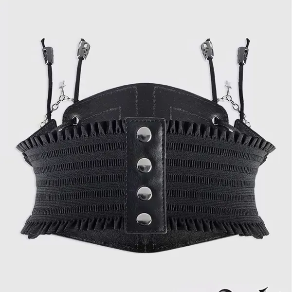 Black Gothic Waist Corset with Chains - Image 2