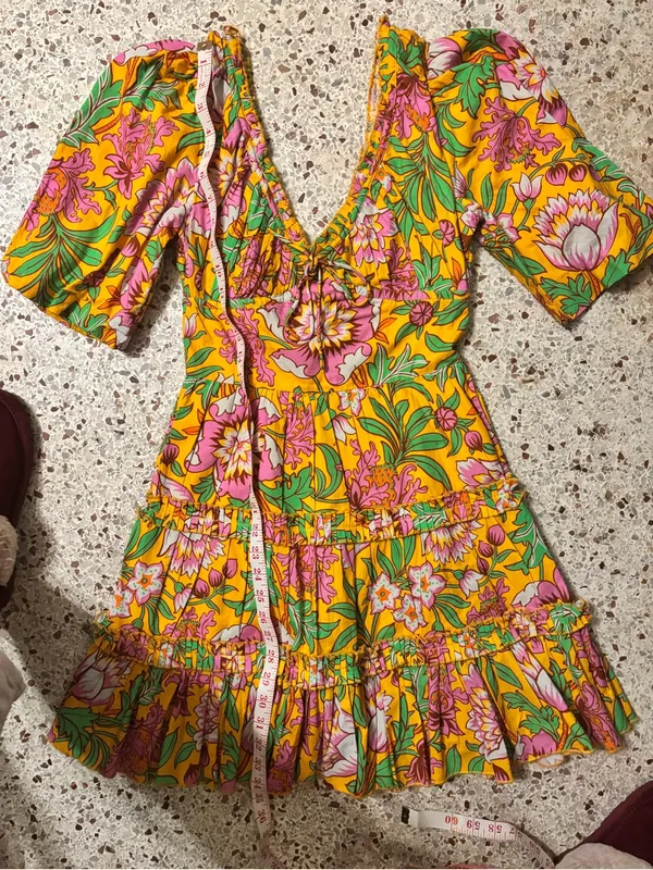 Love the Label Eloise Mini Dress in the "Betty Yellow Print" pattern - Image 7