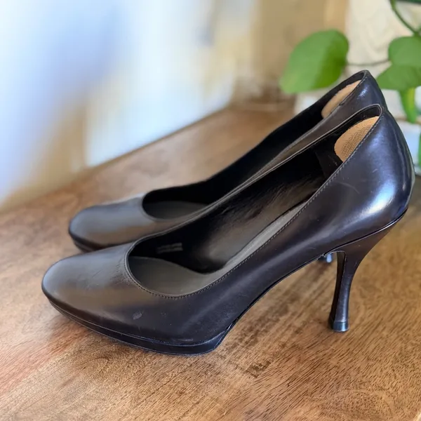 Via Spiga Pump Women 7M Black Leather Classic Professional Hidden Platform Heel - Image 11
