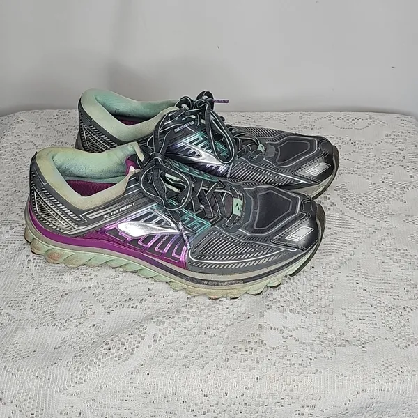 Brooks fit print glycerin purple gray athletic hiking trailing low top shoes 8 - Image 5