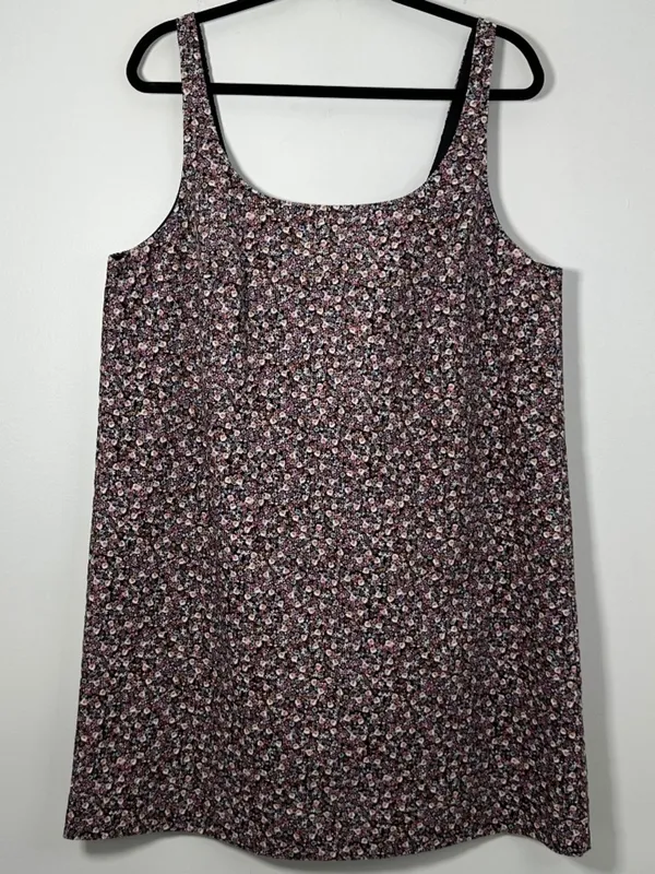 NEW H&M Women’s Large Floral Corduroy Cotton Pull On Tank Shift Mini Boho Folk - Image 2