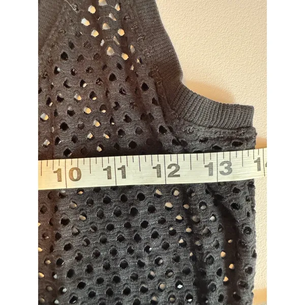 BCBGMaxAzria Etania Mesh Tank Dress Black Raw Hem Mini Bodycon Cover up Beachy S - Image 8