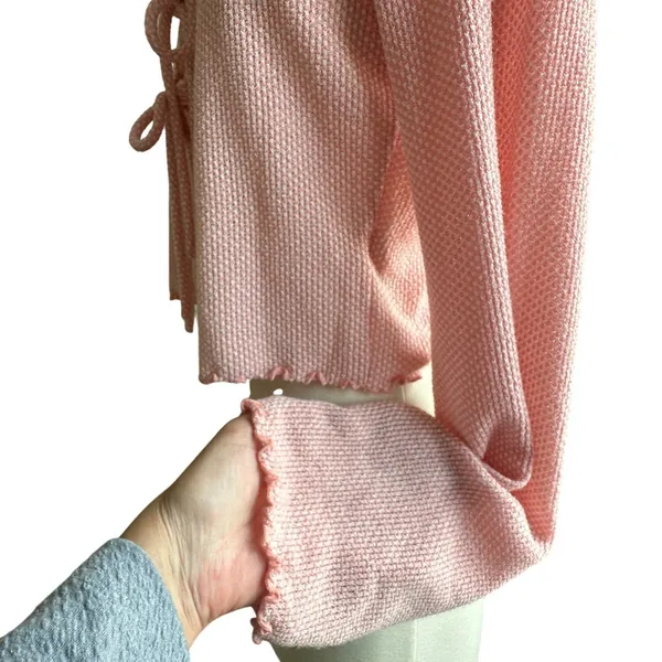 Paper Moon Pink Tie Open Front Cropped Cardigan Lrg Knit Y2K Fairy Coquette‎ 90s - Image 4