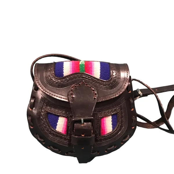 vintage leather black crossbody bag / Adjustable Strap - Image 2