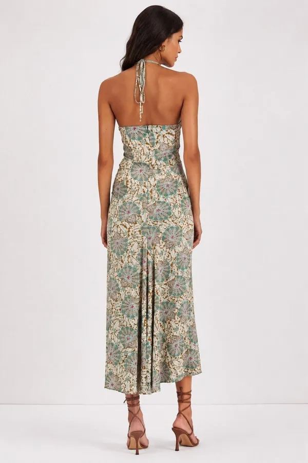 Veronica Beard Aldana Silk Floral Ruched Halter Dress Midi Size 8 MRSP $498 - Image 2