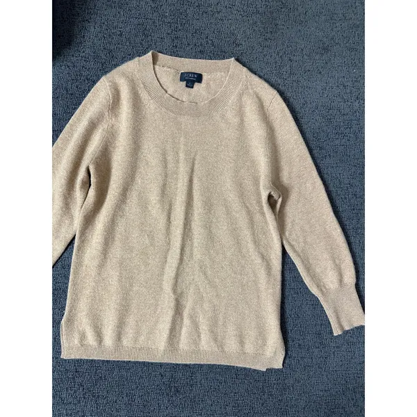 J.Crew Three-Quarter Sleeve Everyday Cashmere Sweater size S Camel - Image 7