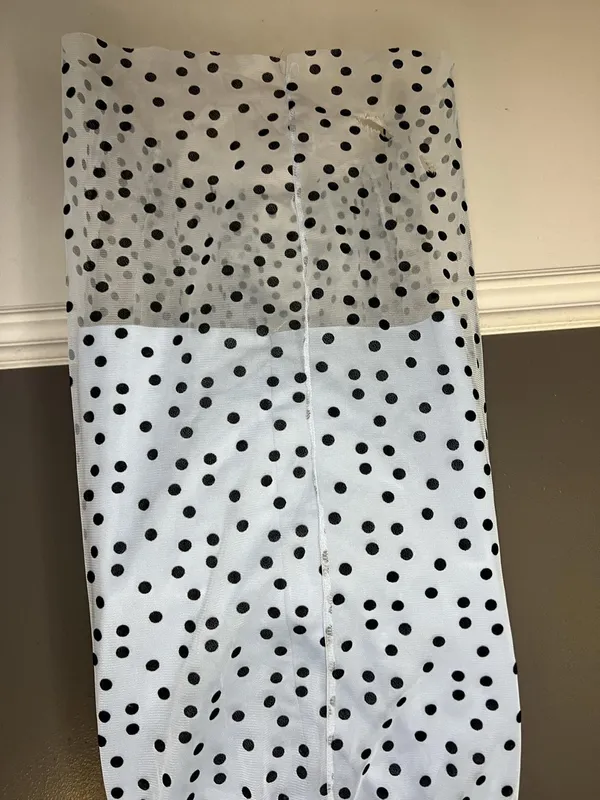 Wednesday's Girl Dress Womens Small Polka Dot Mesh Sheer Fit Flare Midi Blue - Image 9