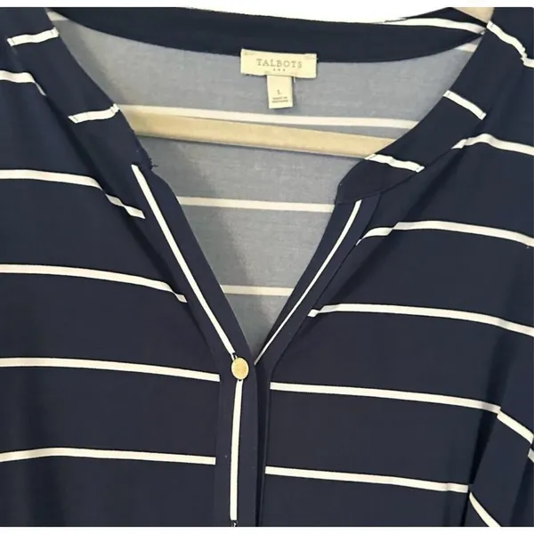✨TALBOTS  BUTTON-FRONT STRIPE JERSEY MAXI SZ LARGE DRESS✨ - Image 9