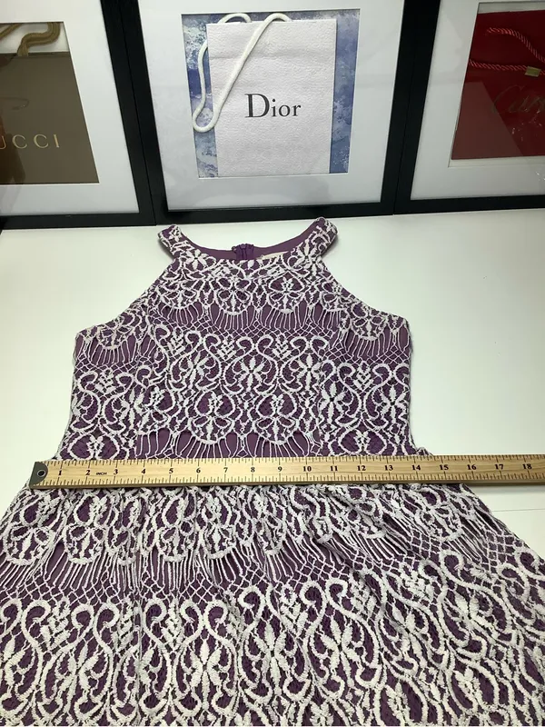 Altar'd State Purple Dress with White Lace Overlay EUC Wedding Sorority Feminine - Image 6