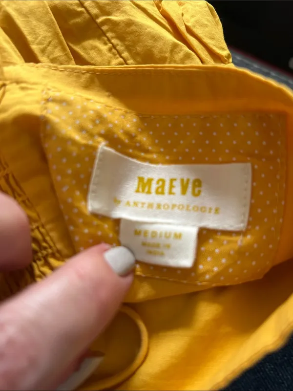 Anthropologie Maeve yellow Babydoll Top Spaghetti strap Size Medium Tunic - Image 8