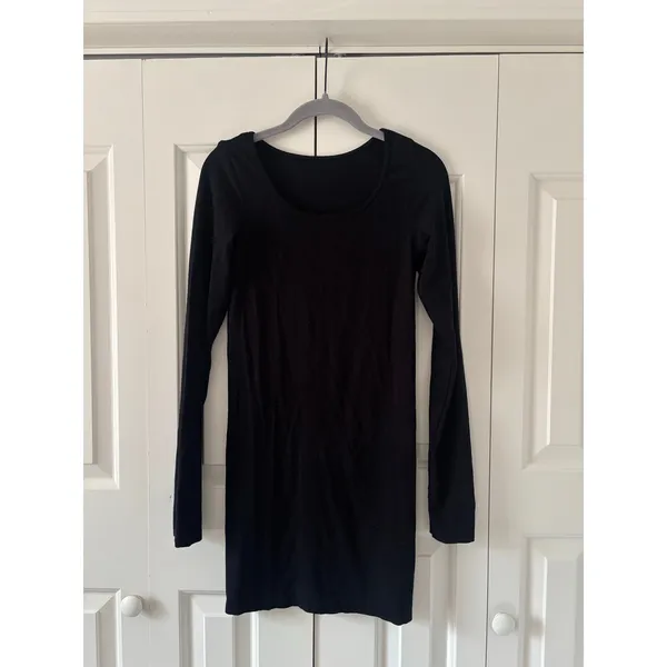 Unbranded Black Long Sleeve Bodycon Mini Dress Thumb Hole Stretch XS - Image 3