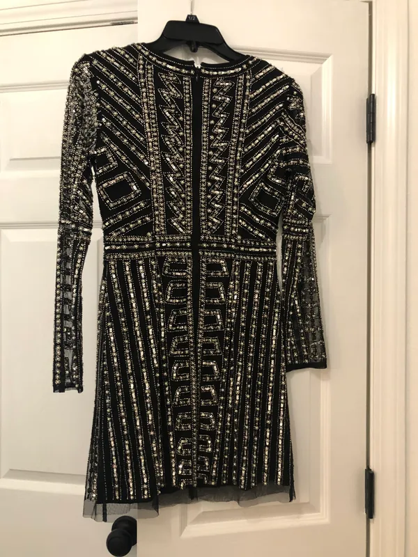 Beaded Black Mini Dress - Image 4