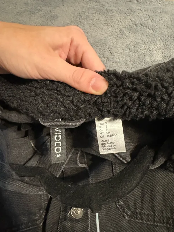 H&M Black Denim Jacket Sherpa - Image 4