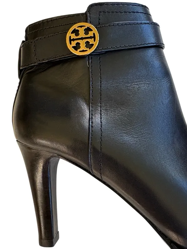 EUC Tory Burch Leather Bristol Heeled Ankle Boots Black Size 7.5 - Image 4