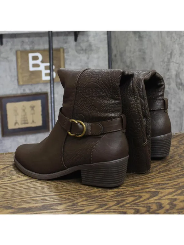 NEW Easy Street Knee High Cowgirl Riding Boots Brown / Brown Embossed 9.5M - Image 4