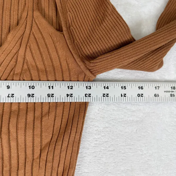 House of Harlow 1960 Brown Ribbed Knit V-Neck Cut-Out Maxi Dress Small - Image 3