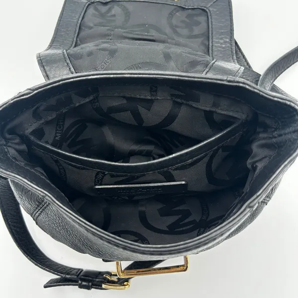Michael Kors‎ Black Leather Crossbody Bag Womens Small Gold Hardware Y2K Chic - Image 5
