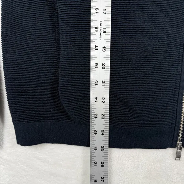 Theory Avell FZ Breach Navy Blue Ribbed Cotton Full Zip Mock Neck Sweater‎ XL - Image 4