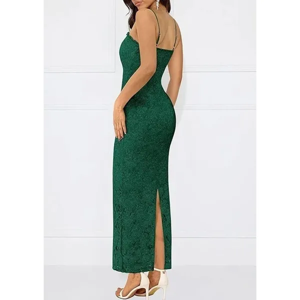 PRETTYGARDEN Lace Floral Bodycon Semi Formal Maxi Dress Dark Green M (8-10) - Image 3