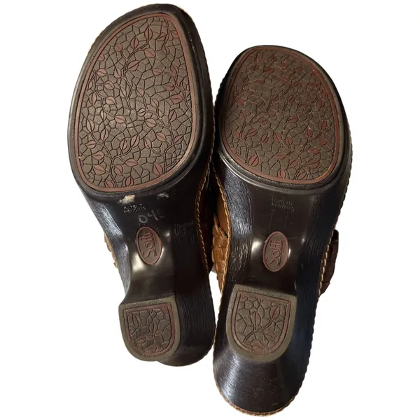 Sofft 7.5M Brown Leather Woven Clog Mule Braided Wedge Heel Boho Cottagecore 90s - Image 5