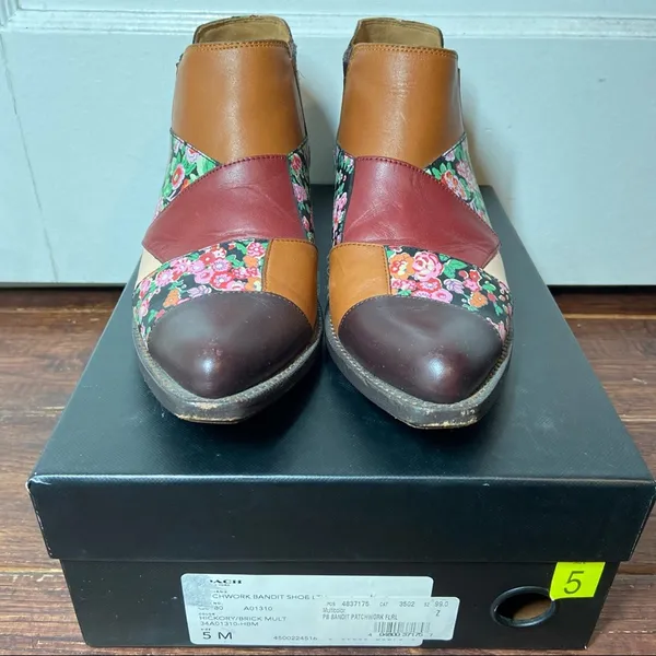 Coach Patchwork Bandit Cowboy Boot Short Patchwork Americana Hickory/Brick 5 - Image 4