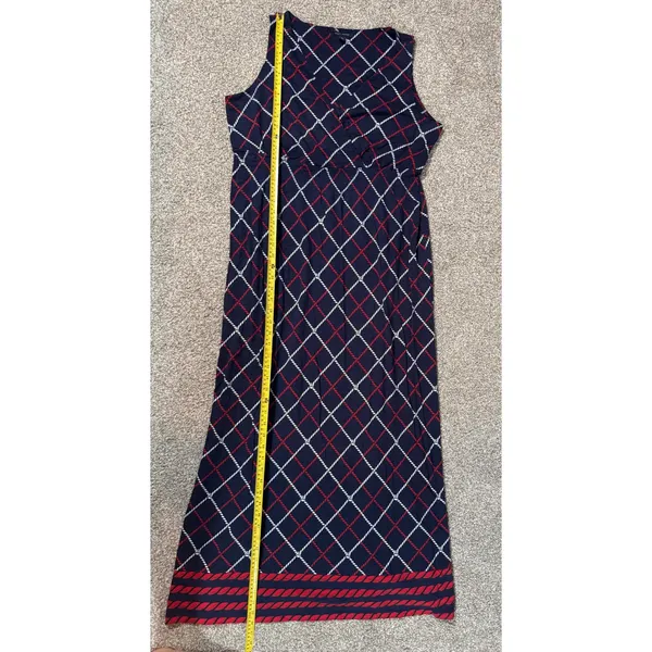 Tommy Hilfiger Women XL Navy Red Rope Print Faux Wrap Tall Girl Friendly - Image 7