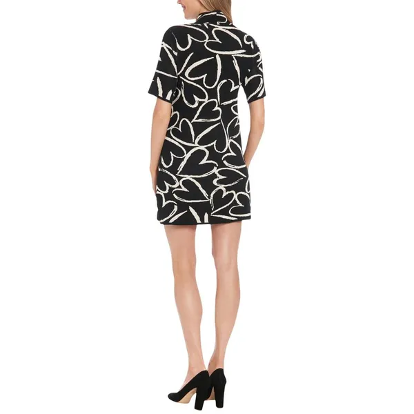 NWT London Times Mockneck Short Sleeve Mini Sweater Dress Black / White XL - Image 3