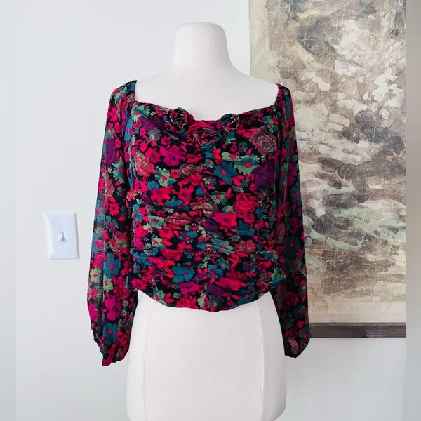 Free People Haut Oh Lala in Black Motif Size Large NWT $128 - Image 3