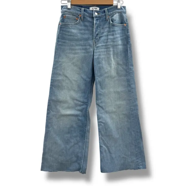 Re/Done NWT Marea Cropped Jeans‎ Women’s Size 26 Wide Leg Mid Rise Light Wash - Image 2