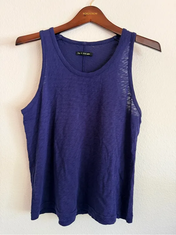 Rag & Bone Slub cotton tank top, sleeveless, indigo blue size M - Image 5