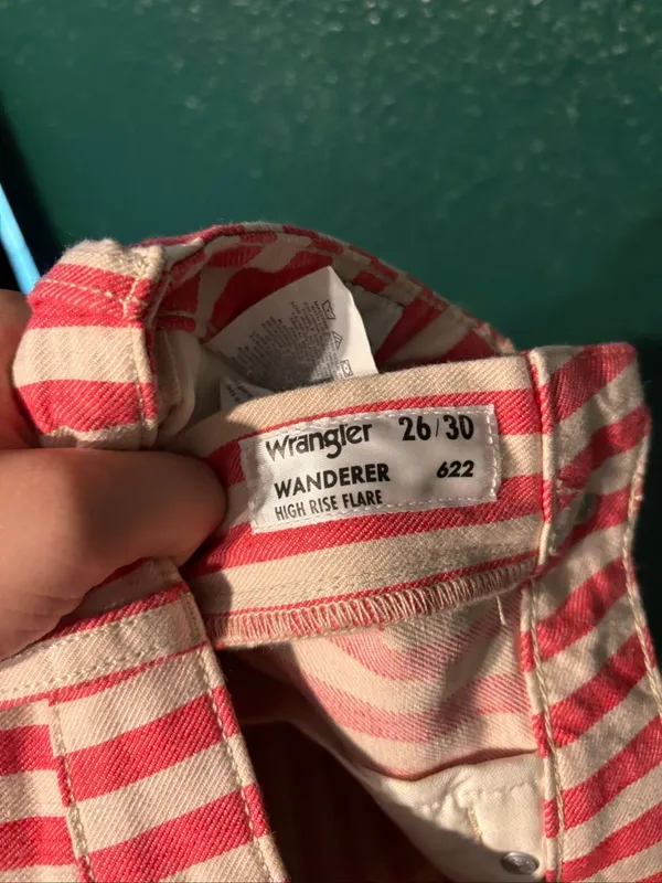 Wrangler 'The Wanderer' Flare Jeans Raspberry Ripple Stripe Size W26/L30 NWT - Image 6