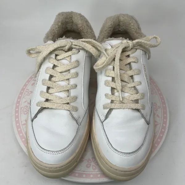 SAM EDELMAN Wess Sneaker Women 10 White Leather Faux Shearling‎ Platform Low Top - Image 9