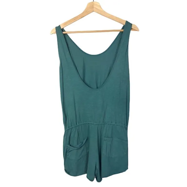 Zara TRF Blue Scoop Neck Sleeveless‎ Pocket Front Cotton Romper S - Image 2