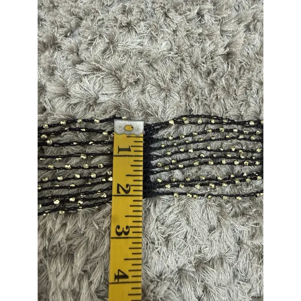 Women’s Black Crocheted Gold Bead Fringe Necklace Scarf Belt 72x2 - Image 10