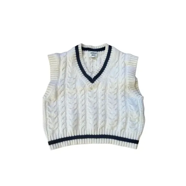 Aritzia Sunday Best Winston Sweater Vest Cream XXS Old Money Wool Blend - Image 3