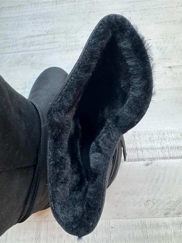 Skechers Black Faux-Suede Ankle Boots with Wrap Strap - Image 6
