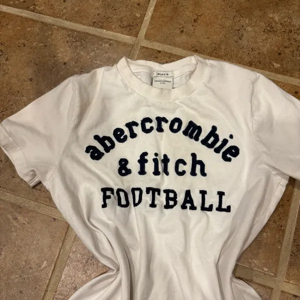 Vintage Y2K Abercrombie & Fitch white babydoll football tee - Image 3