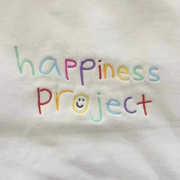 Happiness Project White Hoodie Rainbow Smiley Face Medium Size L - Image 5