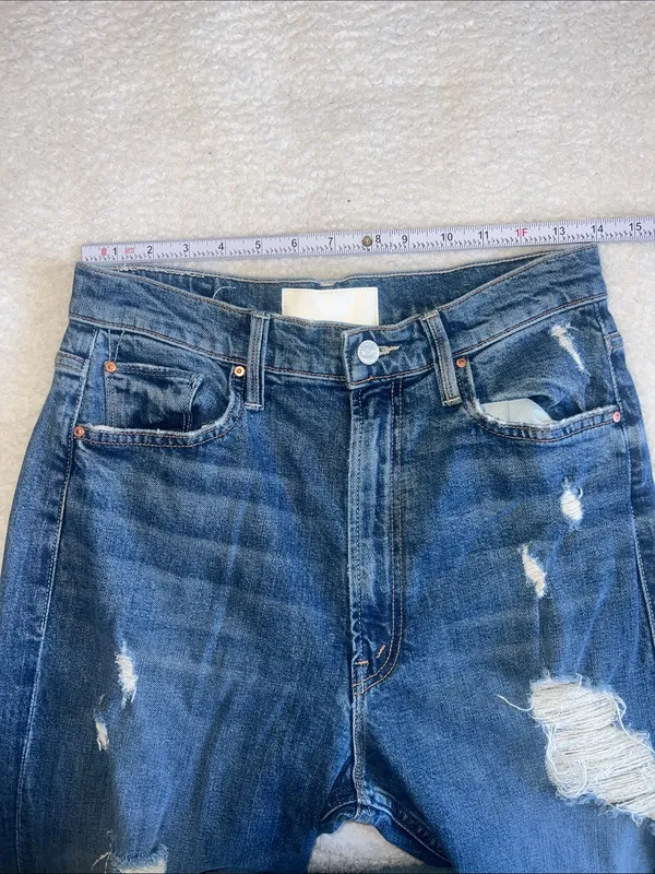 MOTHER "High Waisted Study Hover" Straight Jeans Peaches & Scream‎ Size 28 - Image 3