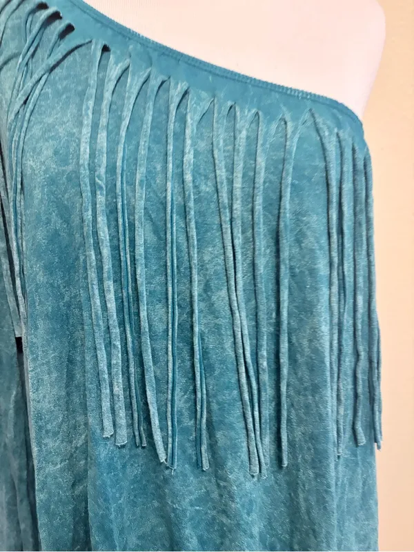 Gabriel clothing co small turquoise fringe one shoulder top - Image 2