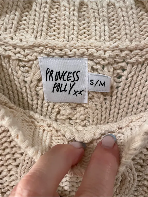 Princess Polly Cream Cable Knit Sleeveless Crew Sweater Vest - Image 2
