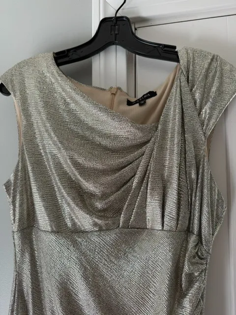 Marina Formal Gown Mother of Bride Dress Gold/Silver Sz. 10 - Image 2
