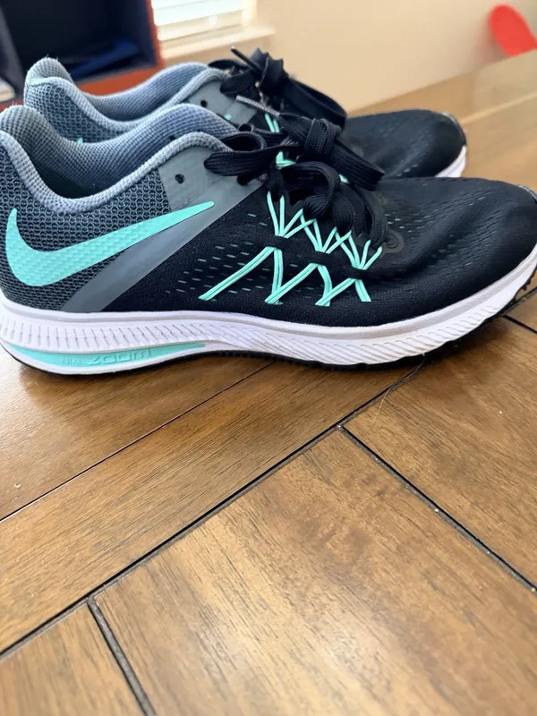 Nike Zoom winflo 3 black turquoise running sneakers women's 7.5 - Image 2