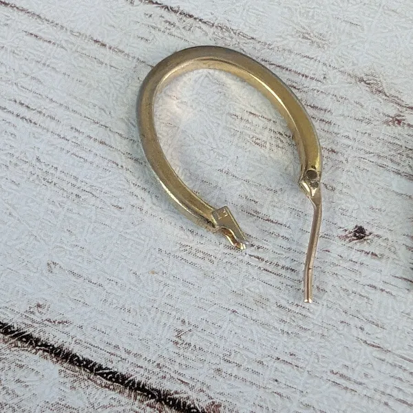 Vintage Earrings For Pierced Ears - Dainty Dull Gold Tone Elongated Hoops - Image 8