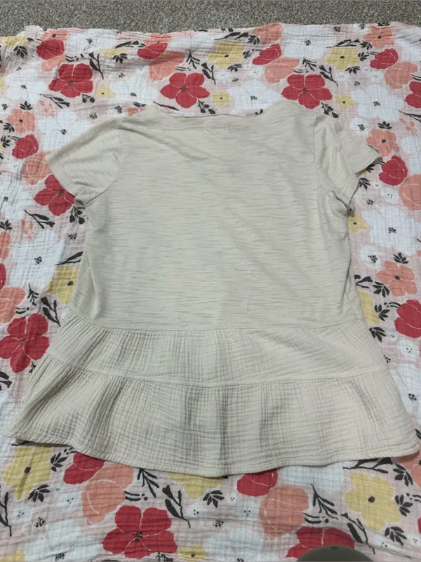 Altar'd State Cream Peplum V-Neck Top - Image 2