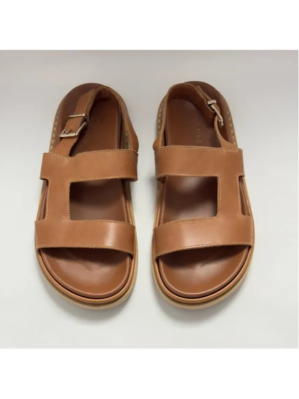 ALOHAS Lorelei Cut Out Leather Footbed Flat Sandal Tan Size 8.5 - Image 4