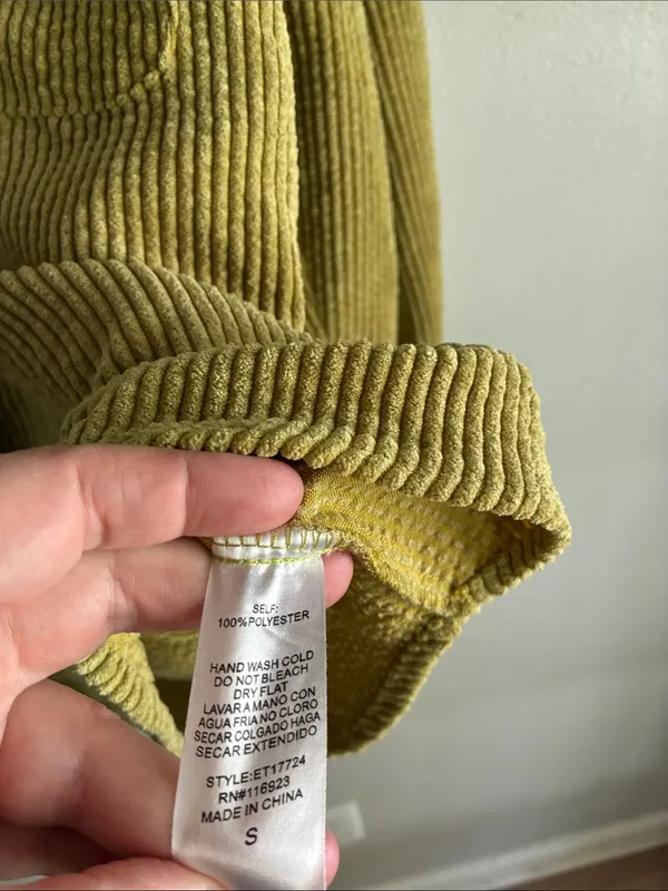 Easel Green Corduroy Shacket Small Oversized Button Front Jacket - Image 4