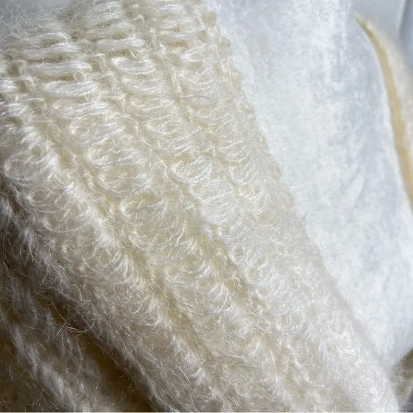 Central Park West Loose Knit Shoulder Wrap Shawl Shrug Mohair Blend Cream Ivory - Image 4