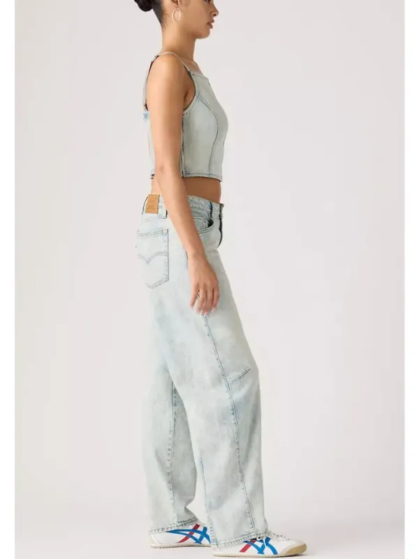 New Levi's Premium 30x32 Baggy Dad Barrel Women's Jeans Cielito Lindo Acid Light - Image 4