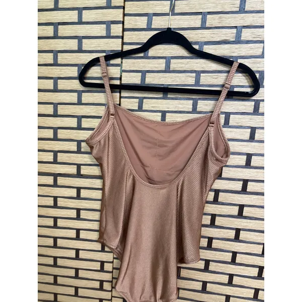Aerie‎ Brown Ribbed Full Coverage One Piece Swimsuit Size Large - Image 4